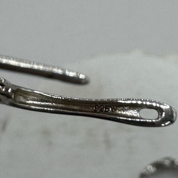 Sterling Silver Diamond Twisted Half Hoop Earrings - Picture 12 of 15